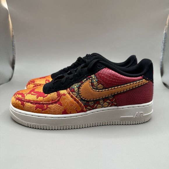 Nike Air Force 1 Sneakers GS PRM Low Chinese New Year Red Gold AV5167-600 6.5Y - Picture 2 of 9